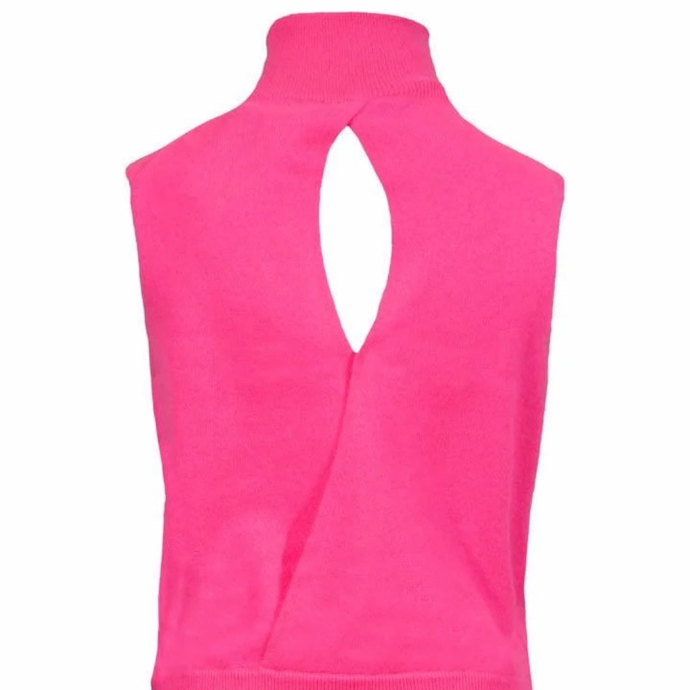 360 Cashmere Lawrence100% Cashmere Hot Pink Sleeveless Mock Neck Top Shell